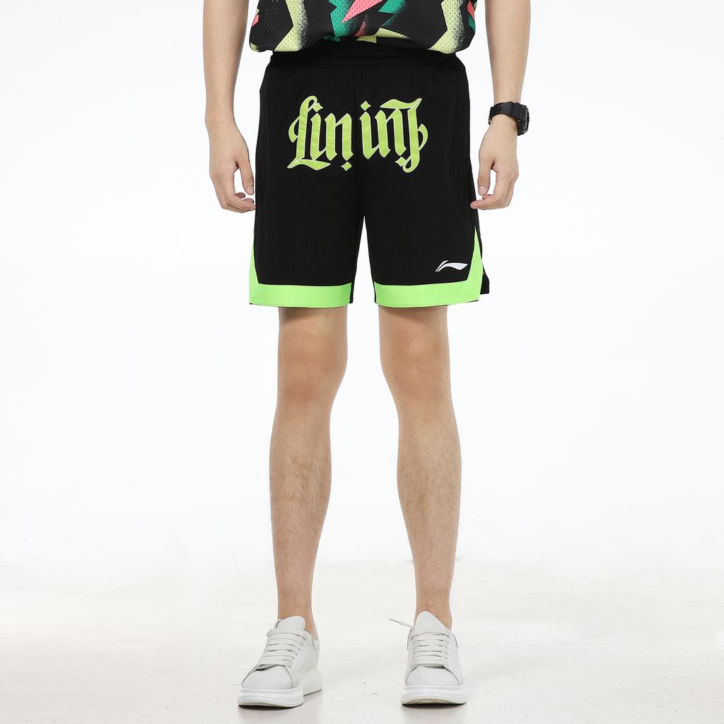 Li Ning Sports Basketball Series Casual Breathable Basketball Shorts Men shorts Black AAPR209-1
