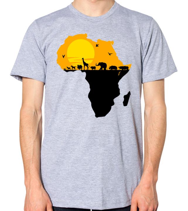 Map Of Africa Safari T-Shirt African Men Women Beautiful Sunset Unisex Top M