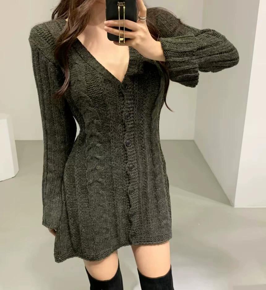 Harajuku Women's Sweater Aesthetic Solid Color Emo Girls Fashionable Everyday V-Neck Chic Vintage American Casual Y2K Basic Tops