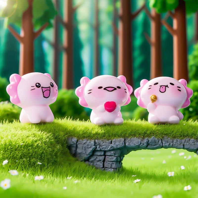 Neue Cartoon-Salamander-Figuren Minityp Kawaii Anime Axolotl Schmuck niedliche Tiere Schreibtischdekoration Auto-Figur Geschenke