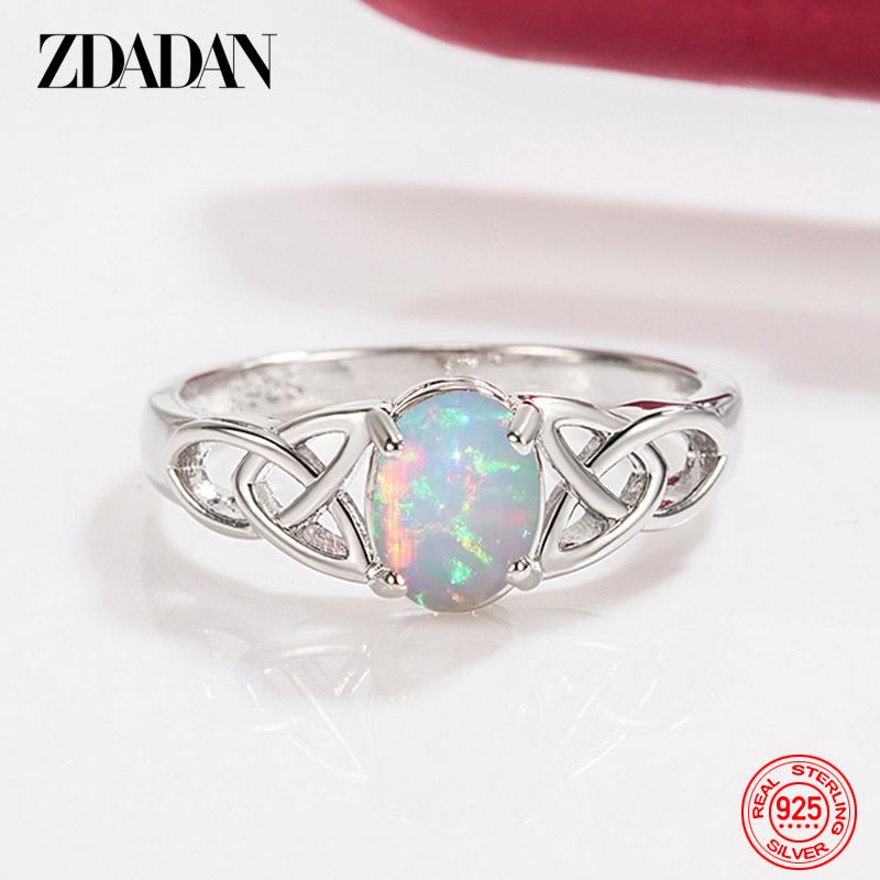 

925 Sterling Silver Oval Opal Ring for Women Girls Fashion Jewelry 6