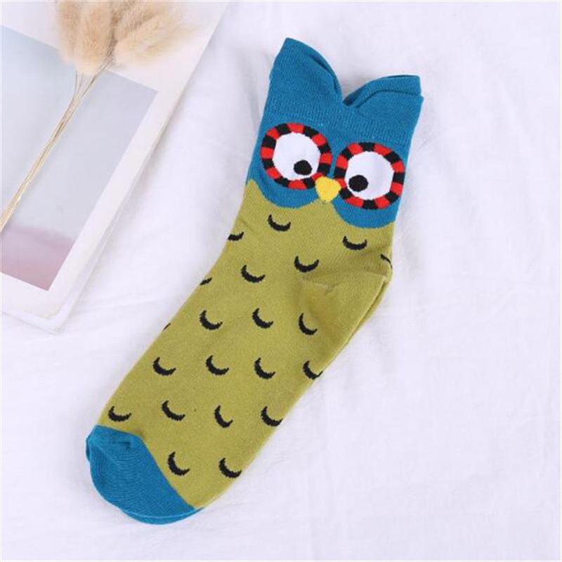 Bay Love Japanische Damen Cartoon Eulen Socken - Niedlicher Tierausdruck Baumwolle Kurzer Schaft