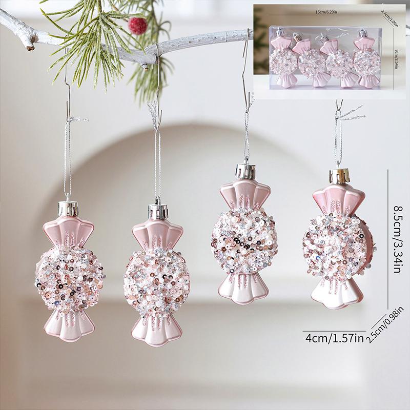 

Рождественская форма ореха Домашнее украшение Форма конфеты Изысканный дизайн с блестками Роскошные украшения для рождественской елки Блестящие 4 шт./набор A