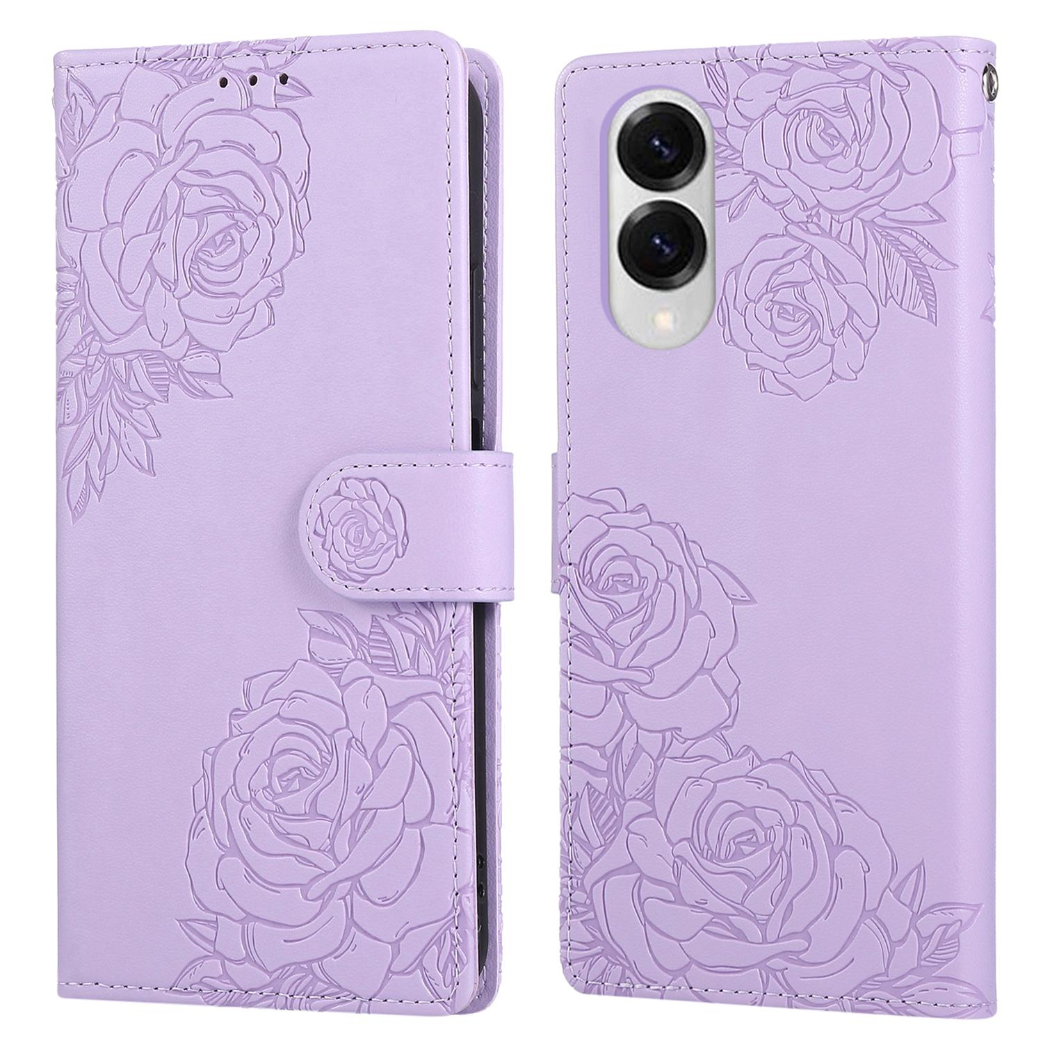 

Чохол-книжка для Samsung Galaxy S25 Edge з рожевою квіткою, гаманець з ПУ шкіри, чохол для телефону з 3 відділеннями для карток Light Purple