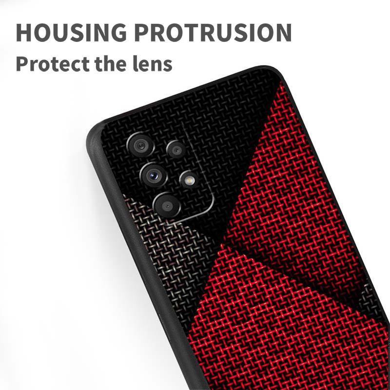 Black carved woven texture Phone Case For Samsung A41 A35 A34 A33 A32 A25 A24 A23 A21s A06 A05 A04 A03 Note 10 20 Ultra 5G Black