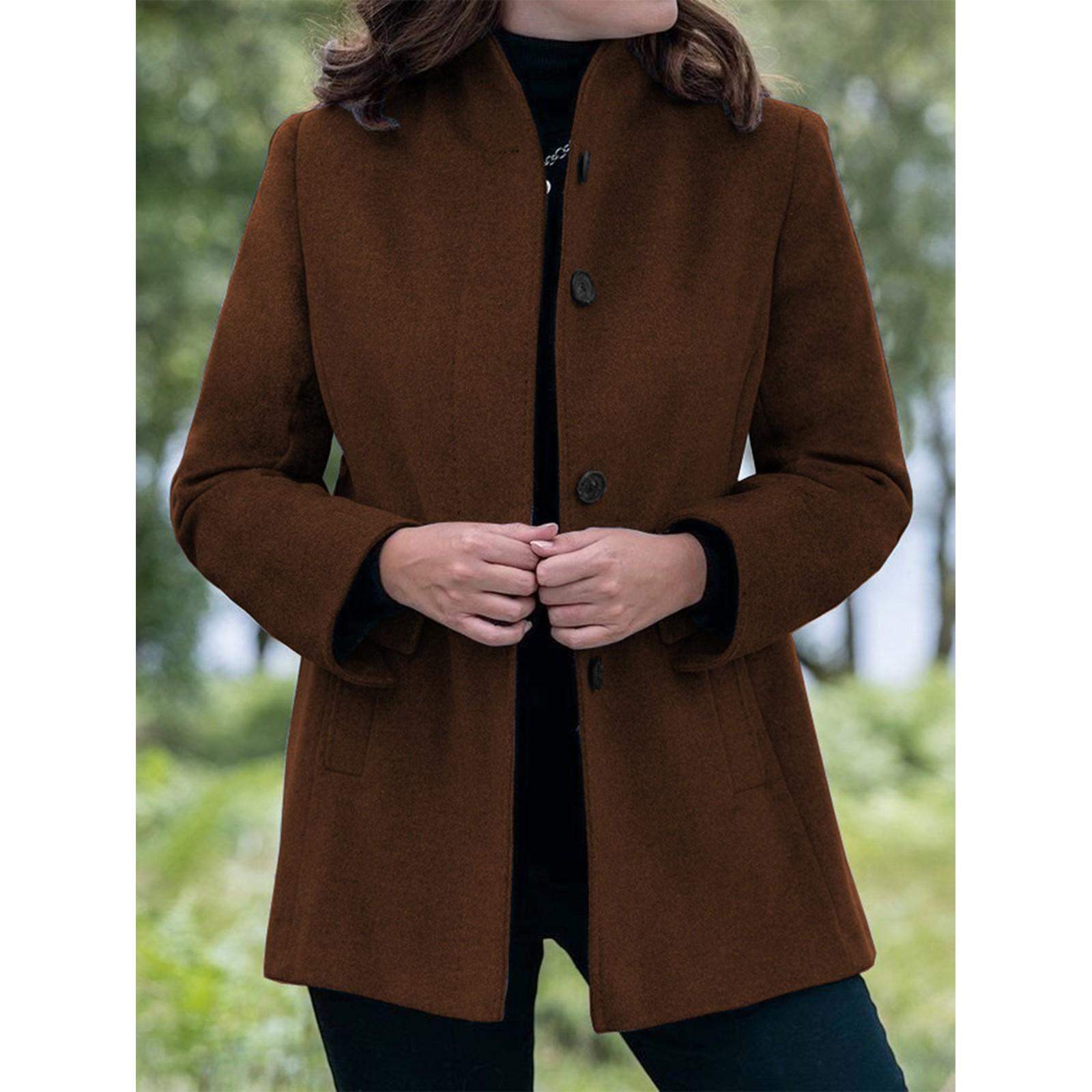 

Длинный рукав женский однотонный топ с капюшоном легкая куртка пальто зима и осень S коричневый