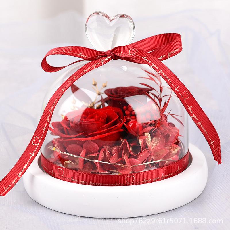 Valentinstagsgeschenk Ewige Blume Liebe Glasabdeckung Rose Blume Geschenk Trockenblume Schutz Blumenstrauß