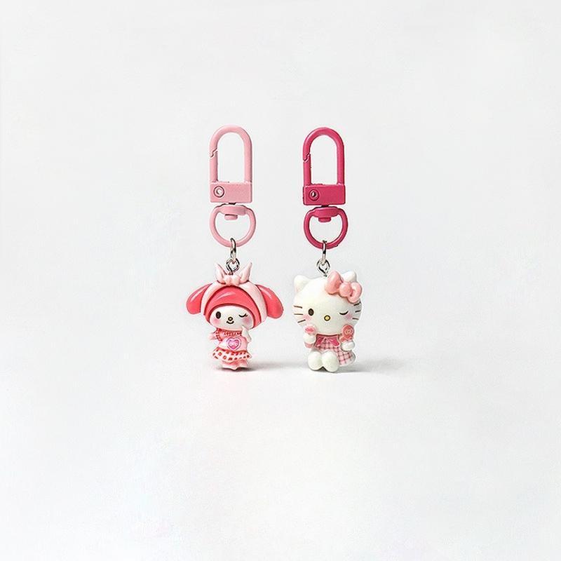 Cute Sanrio Hello Kitty Melody Kuromi Cinnamoroll Pochacco Keychain Bag Pendant Cartoon Charms Backpack Decoration Gifts