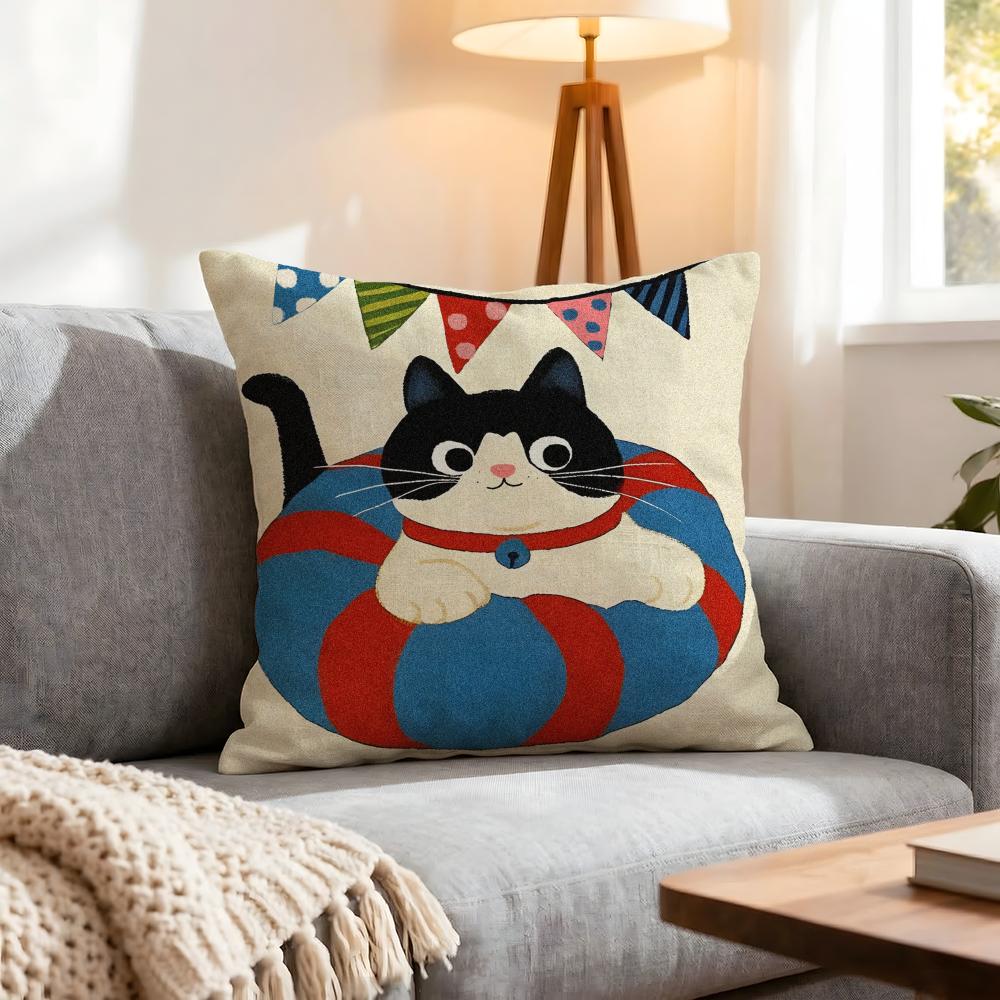 Cartoon Cartoon Cat Cushion Cover 1Pcs Decorative Covers Soft Cushion Case For Sofa Couch Decor 40X40 45X45 Pillowcases