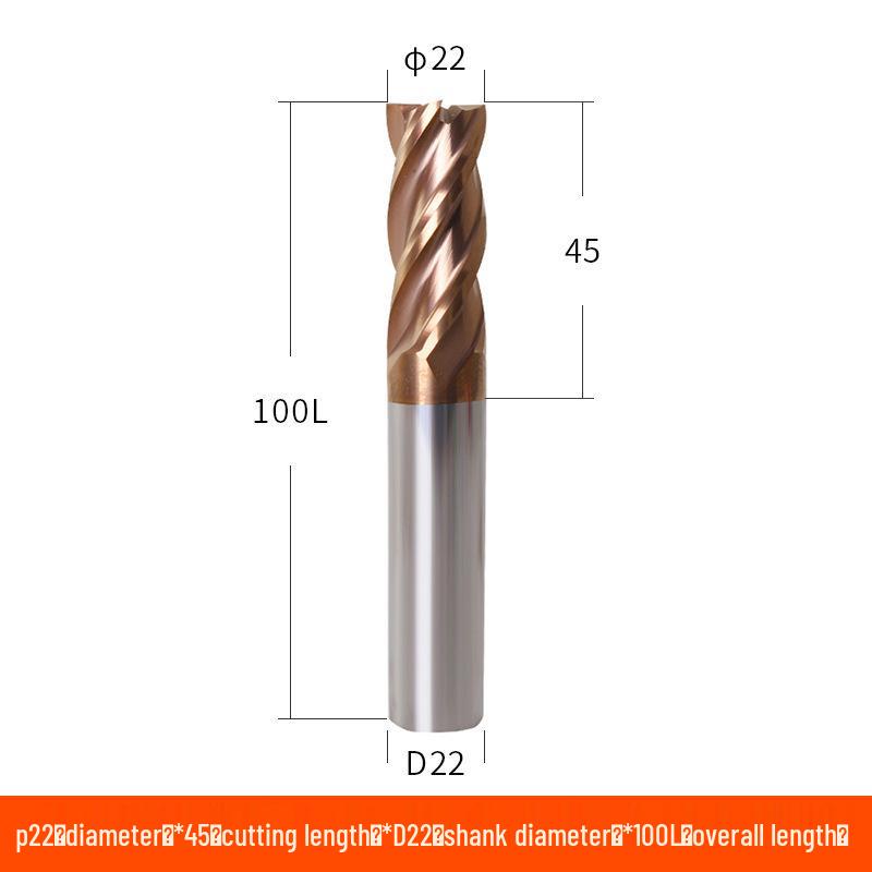 Taiwan 60° Tungsten Carbide 4-Flute Coated End Mill for Steel CNC Machining