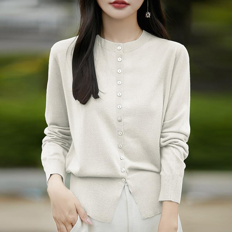 

Женский трикотаж с длинными рукавами, вязаный кардиган из шамбре, свитер, куртка с тонкой талией, рубашка с низом M белый