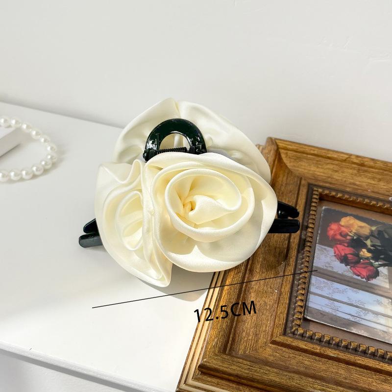 Large Size Hair Claw Fabric Rose French Hair Clip Black Wine Red Festival Hair Accessories Hairpin Fashion Hair Crabs Barrettes