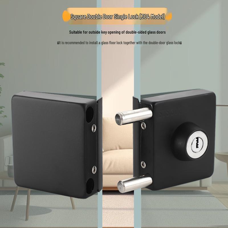 Frameless Glass Door Lock: U-shaped Hook & Round Lock for Single/Double Sliding Main or Office Doors