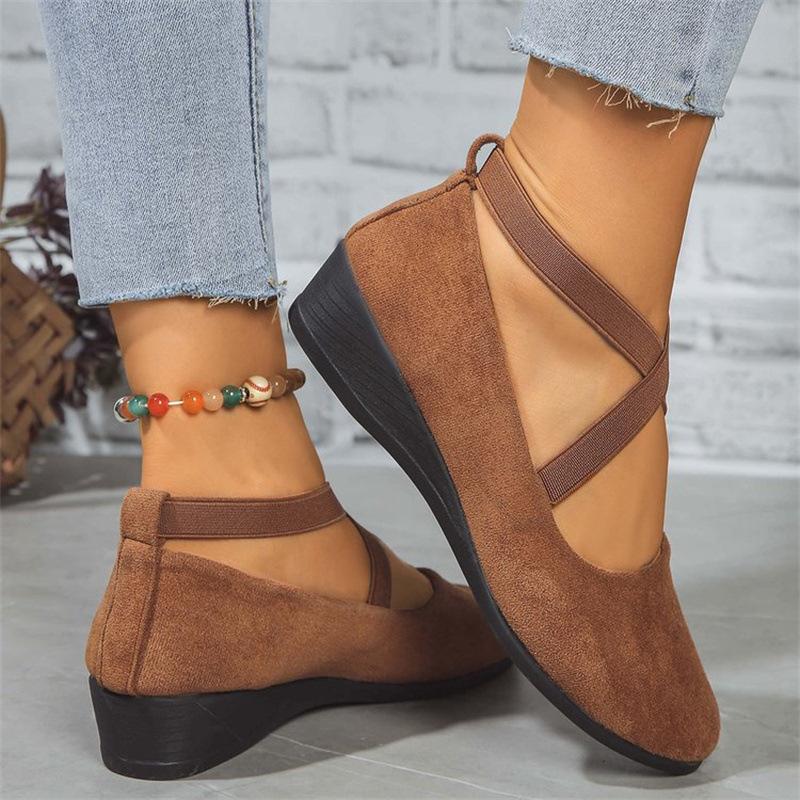 Dames Balletschoenen met Sleehak Retro Mary Jane Schoenen Antislip Enkel Elastische Band Ronde Neus Dames Sneakers 2025 Lente Casual Schoenen