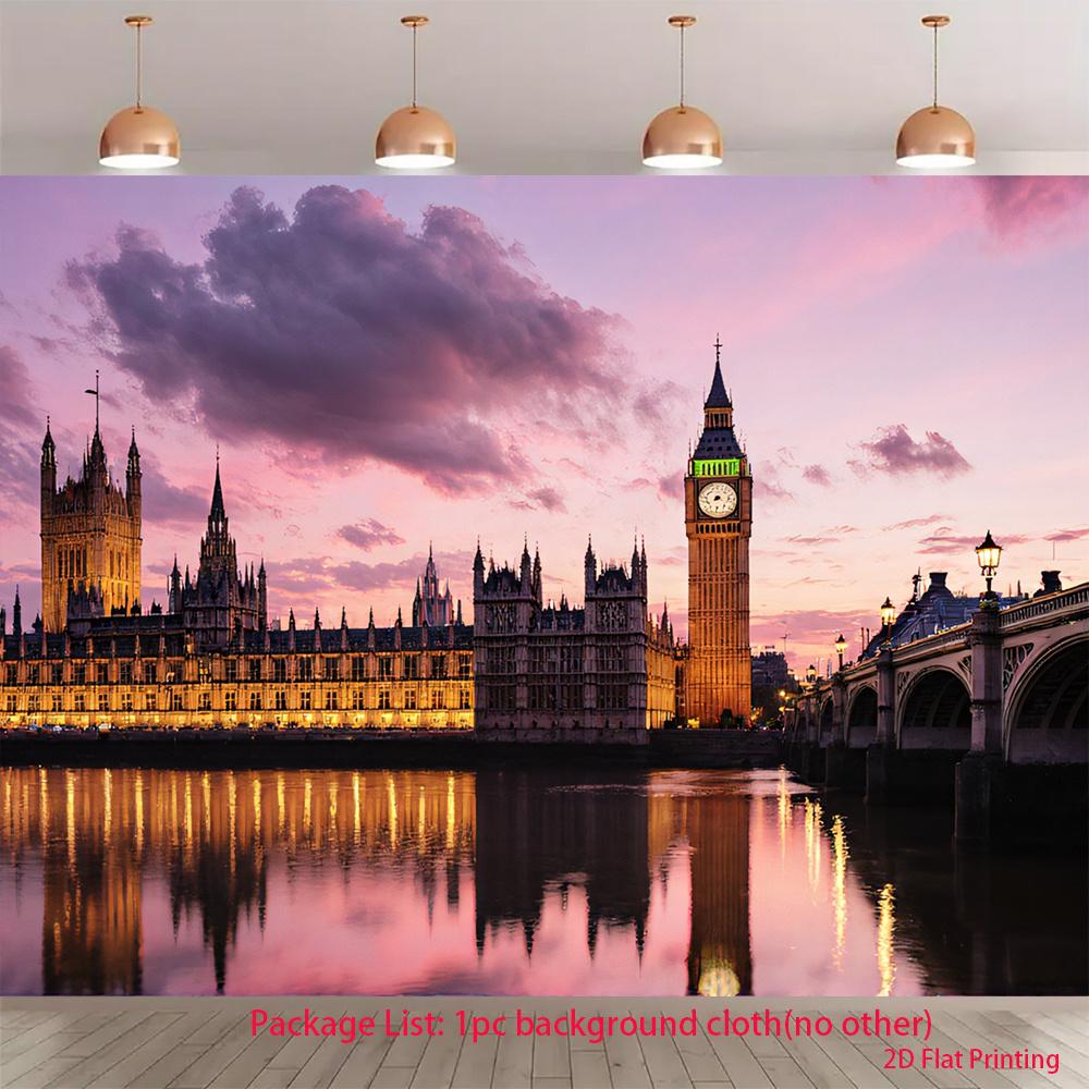 2D plane London Tower Bridge sunset-themed decorative background fabric interior home decoration polyester fiber 100x150cm