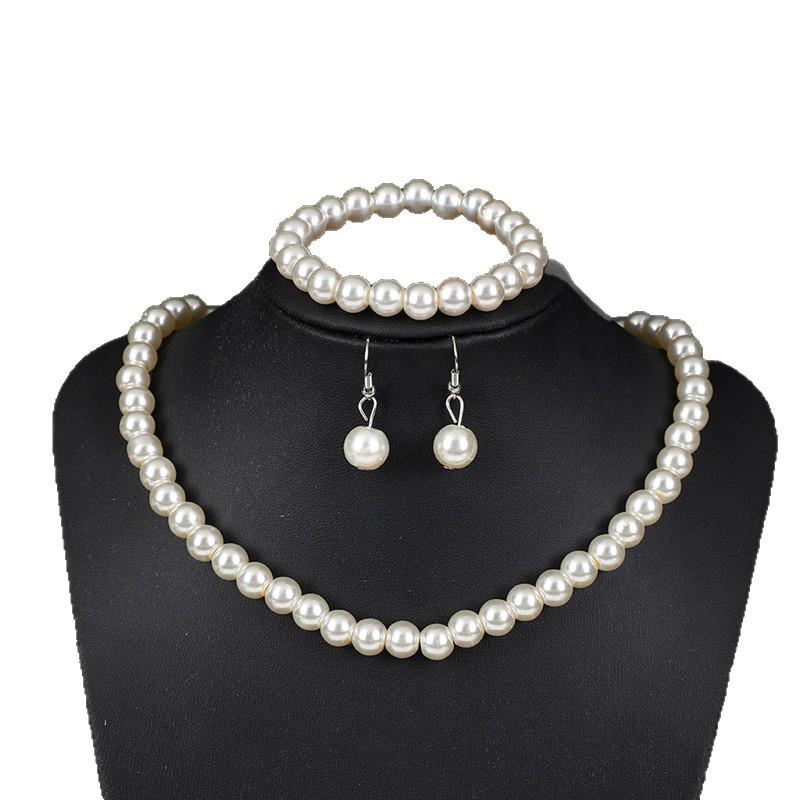 8MM ABS Glass Pearl Shell Pearl Women's Elegant Clavicle Chain with Yuanbao Buckle