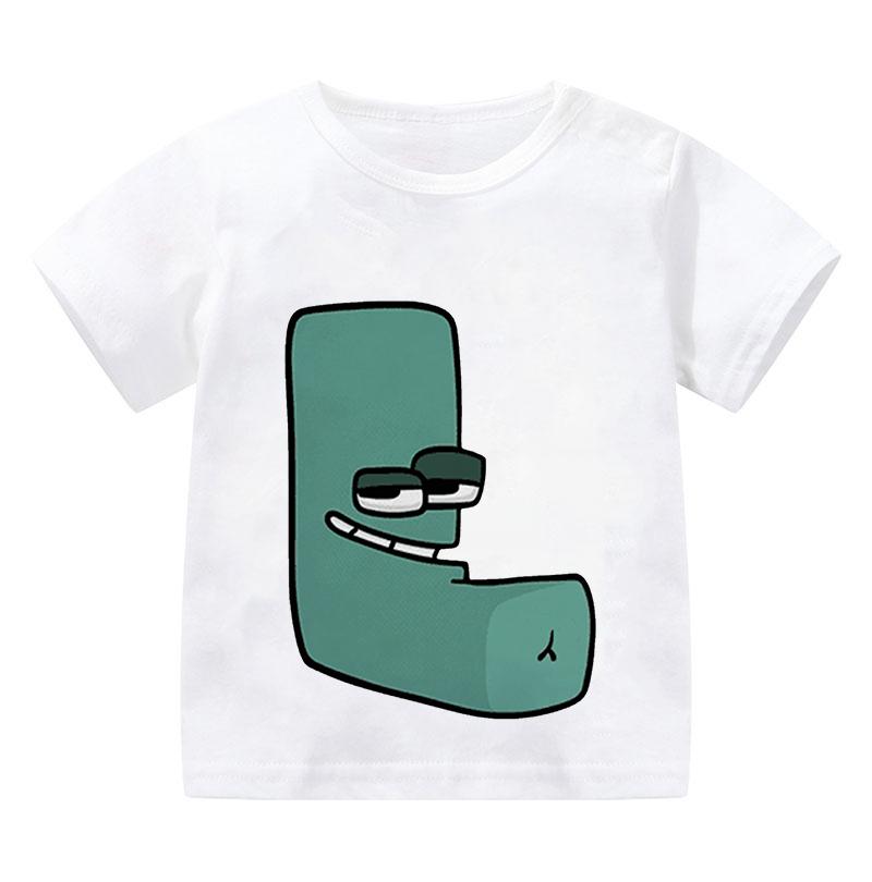 New Alphabet Lore T Shirt Print Cartoon Casual Summer Children Short-sleeved Anime T-shirt Kids Clothes Boy Game Series T Shirt