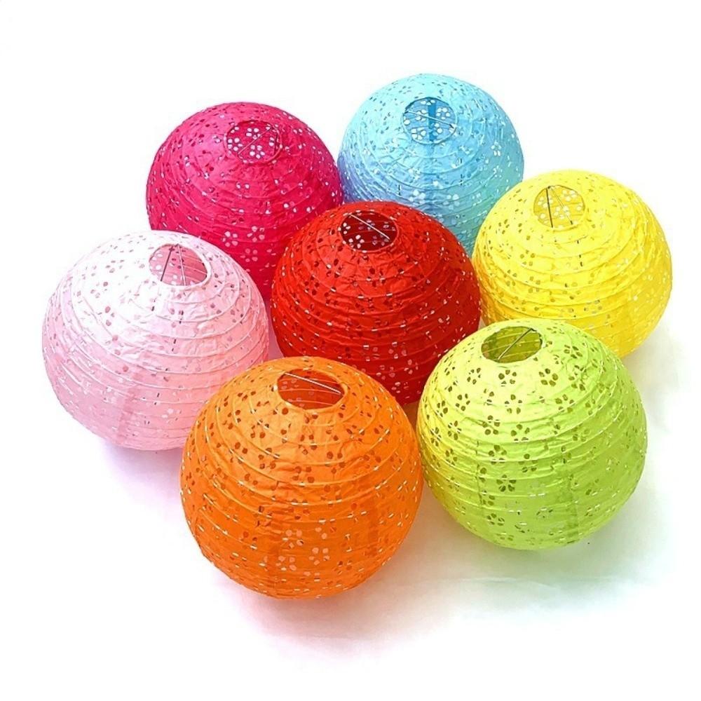 Ancient Style Chinese Paper Lanterns Round Hollow Out Festival Lanterns Good Luck Thickened Photo Prop Lantern Holiday Party