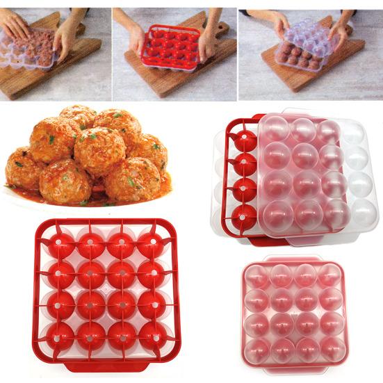 Multi-Function DIY Rice Ball Meatball Mold Transparent Cover Red Meatball Making Tray