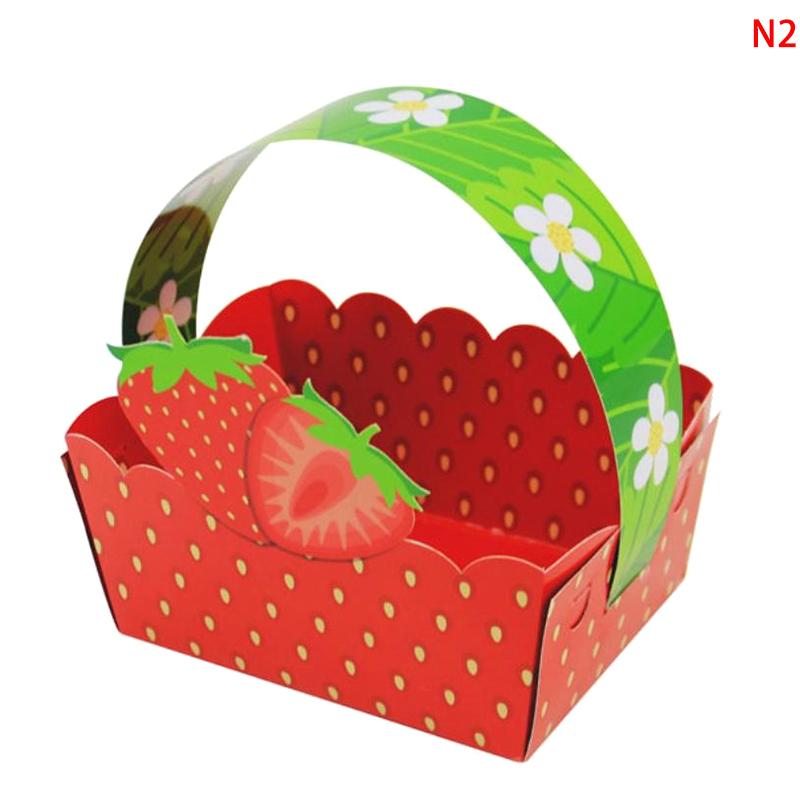 10Pcs Sweet Strawberry Candy Box Strawberry Gift Box Birthday Party Supplies Party Decor Fruit Favors Bag Cookie Cake Box