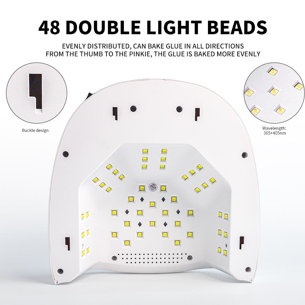 Rechargeable UV LED Nail Art Lamp for Cure Gel Nail Polish 48LEDS Nail Dryer with Motion Sensing Professional Nail Art Tool