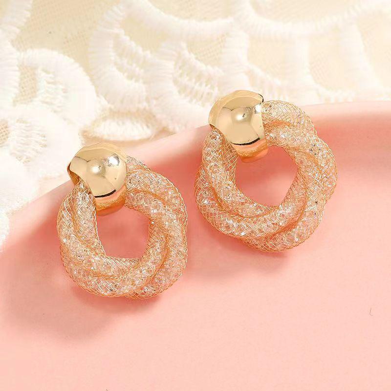 European & American Style Diamond Twist Earrings - Luxurious, Niche, Versatile High-End Design