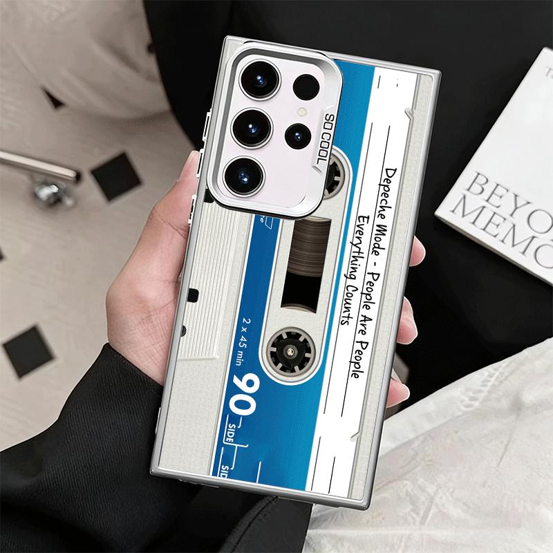 Vintage 90S Cassette Tape Pattern Soft Phone Case for Samsung Galaxy S24 S25 FE S26 Edge S23 Ultra S22 Plus S21 + Shockproof Cov