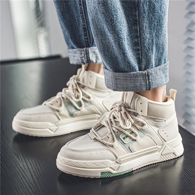 Cloth high-top wear-resistant men's student board shoes spring and autumn new breathable thick-soled casual men's shoes sports skateboard shoes