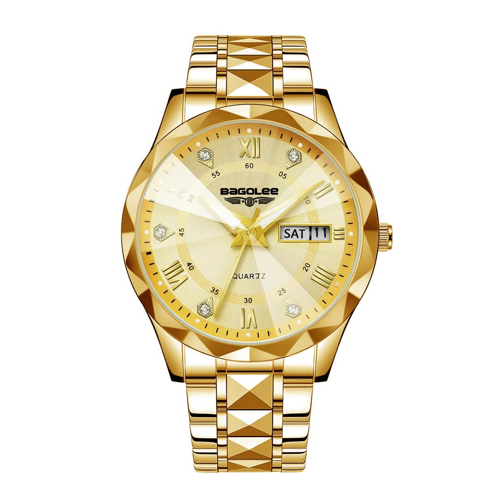 Men's watch waterproof double calendar luminous business watch quartz watch
