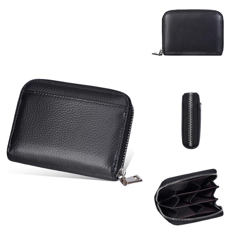Baellerry Women Fashion Zipper Purse Anti RFID Theft Card Holder Genuine Leather Coin Purses Wallets 11.5*9*2.5cm чёрный