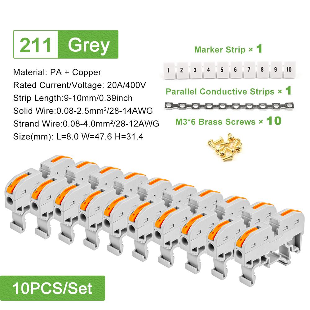 Din Rail Type VariousTerminal Block 211 Electrical Universal Quick Wire Connector Conductor Connection With Number strip Set