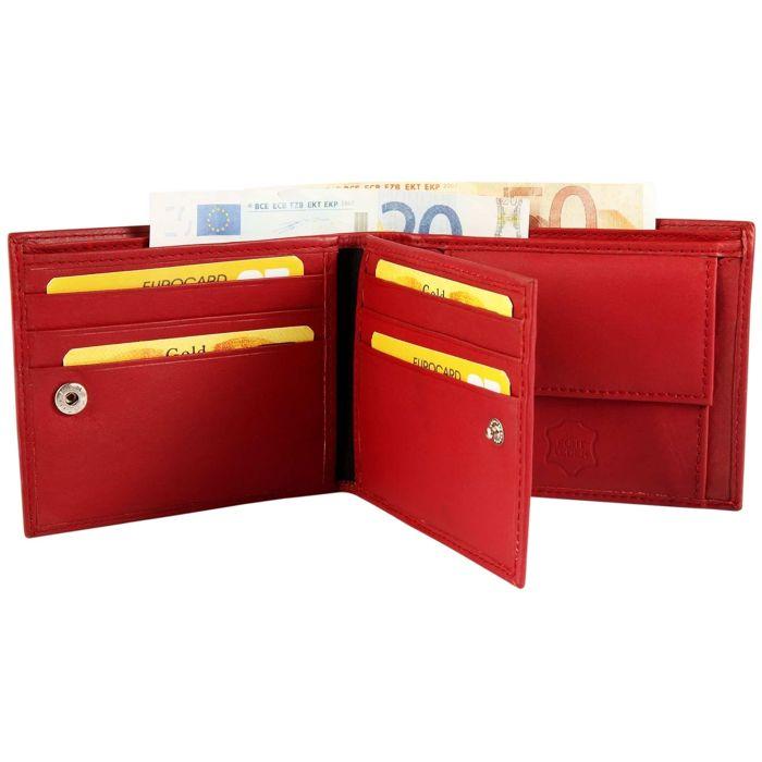 Portefeuille homme - EXCELLANC - Ginar - Cuir véritable - Rouge - 6 fentes cartes