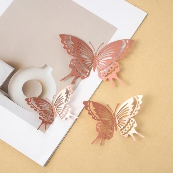 12 Pcs Butterfly Wall Decor 3D Hollow Butterflies Sticker for Birthday Cake Cupcake Toppers Removable DIY Mural Art for Room Office Bedroom