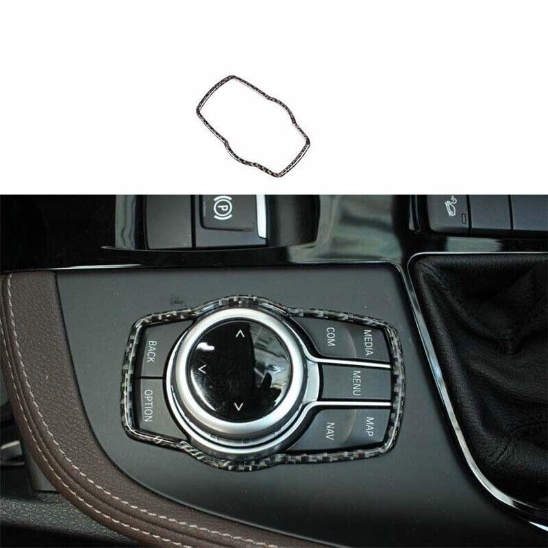 Multimedia Knob Real Carbon Fiber Central Console Frame Trim For BMW X1 2016-19