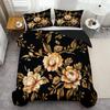 Gold Flower Pattern 3D Printed Quilt Cover Elegant Soft Comfortable Bedding Set Luxury Home Textiles Duvet Cover Set Pillowcases
