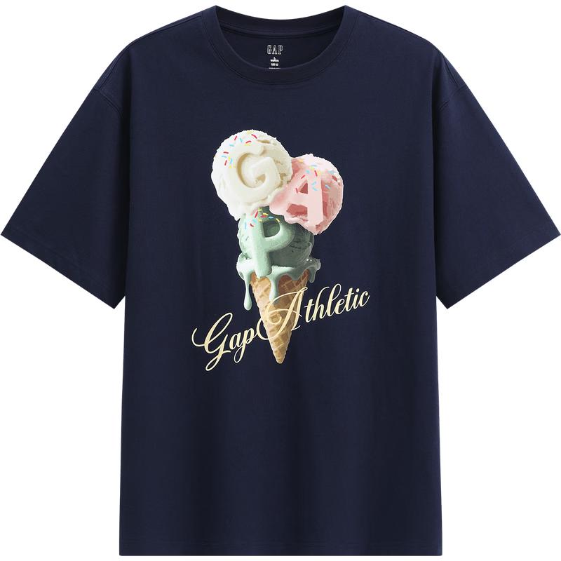 GAP Unisex Pure Cotton Logo Print Loose Short Sleeve T-Shirt 2XL