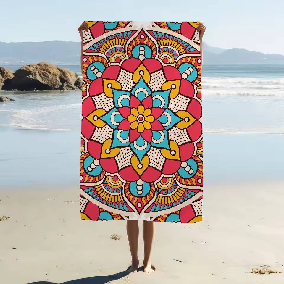 Classical Floral Pattern Print Beach Towel For Kids Personalized Bath Towel Pool Towel Vacation Gift Picnic Towel Party Gift
