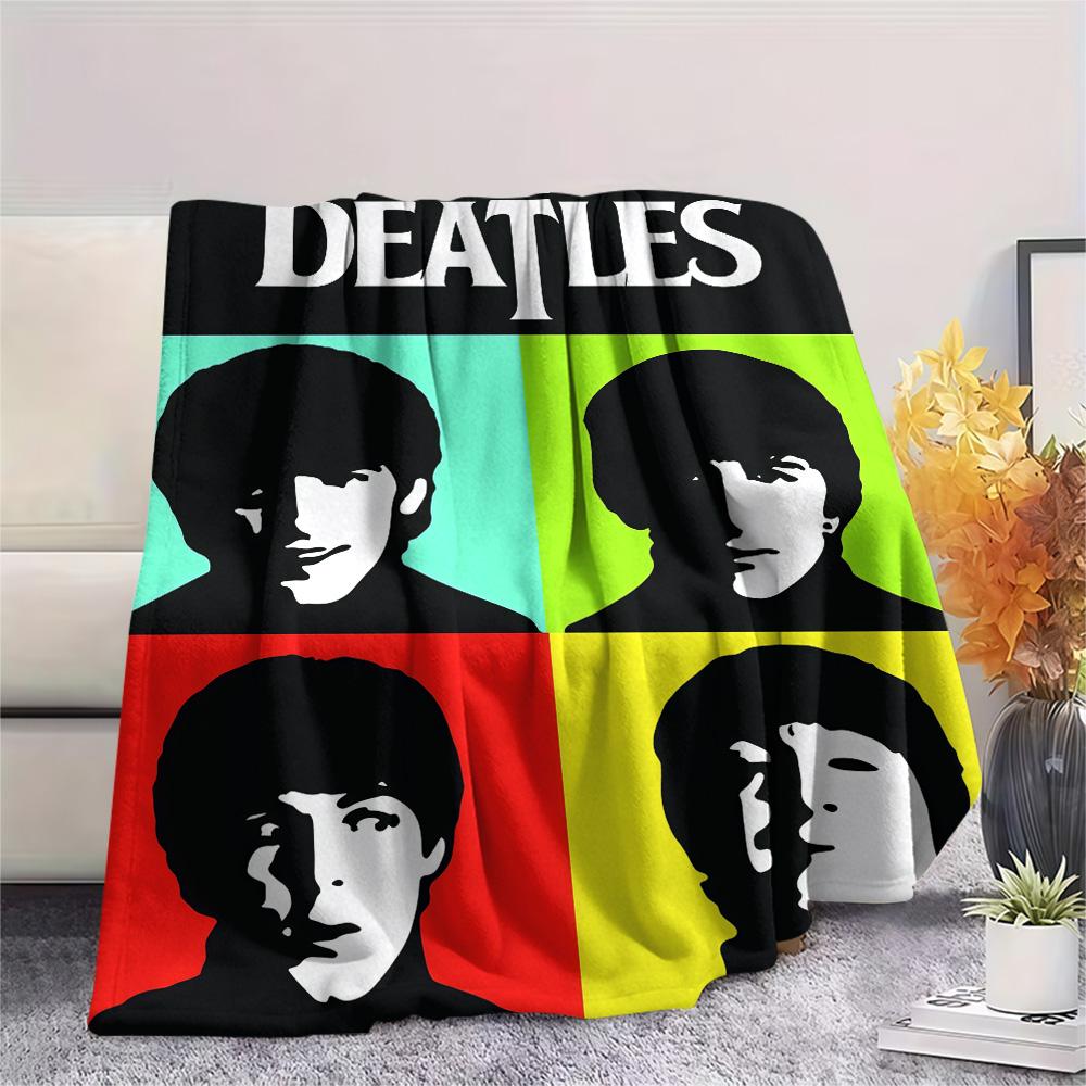 1PC Band Print FlAannel Blanket, High quality Comfortable for All Seasons, Home Decor, Warmth and Comfort