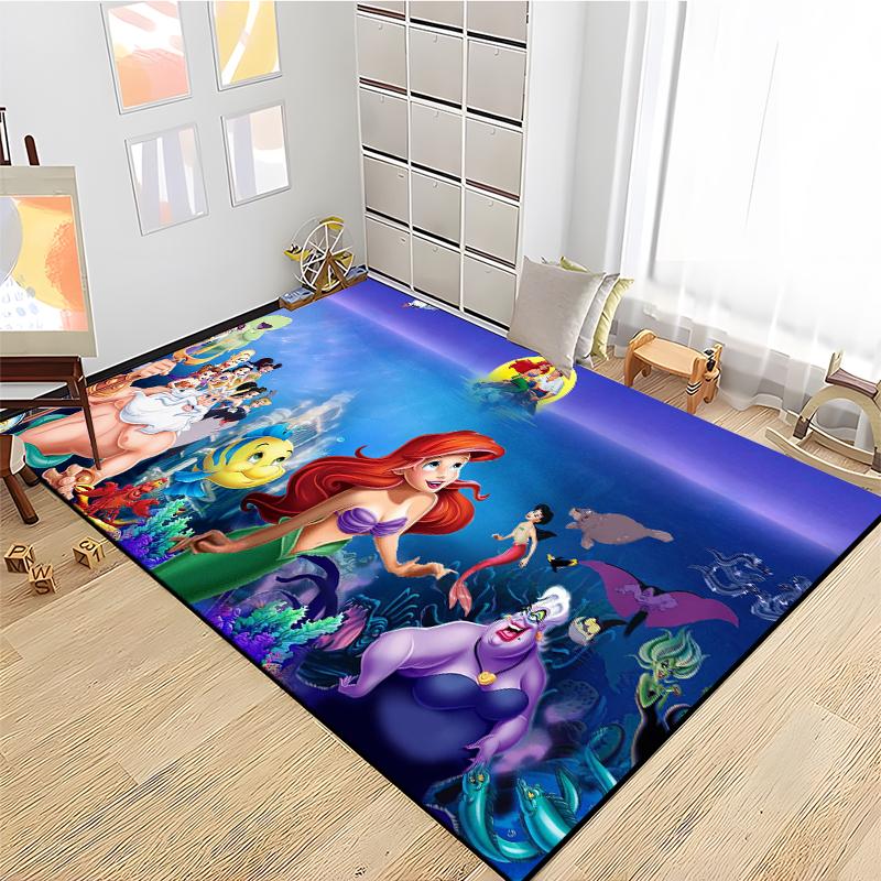 15 Size Little Mermaid Princess 3D Carpet Rugs for Home Living Room Bedroom Sofa Doormat Decor,Kids Area Rug Non-slip Floor Mat