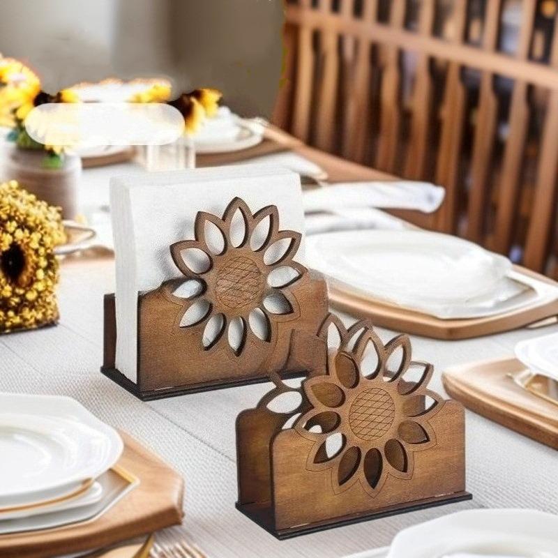 Elegant Sunflower Napkin Holder-Classic Style,Ideal for Family Gatherings,Napkin Holder for Table Halloween Christmas Decoration
