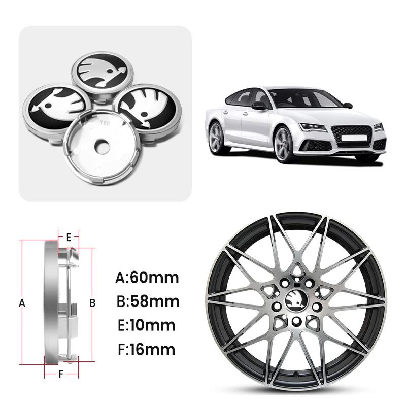 4 PEÇAS 60mm Styling de Carro Calotas Centrais de Roda Capa de Aro Emblema Para Skoda Octavia Fabia Rapid Superb Kodiaq Scala Karoq VRS