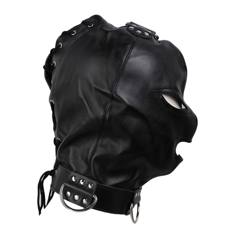 BDSM  Sex Mask Adult Toys Fetish Sex Toys Slave Headgearleather Head Covering Black Leather