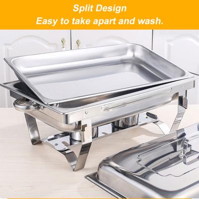Foldable 11L Stainless Steel Square Buffet Stove Dish Set Container Food Warmer for Catering Buffet Set Rectangular Chafing Dish