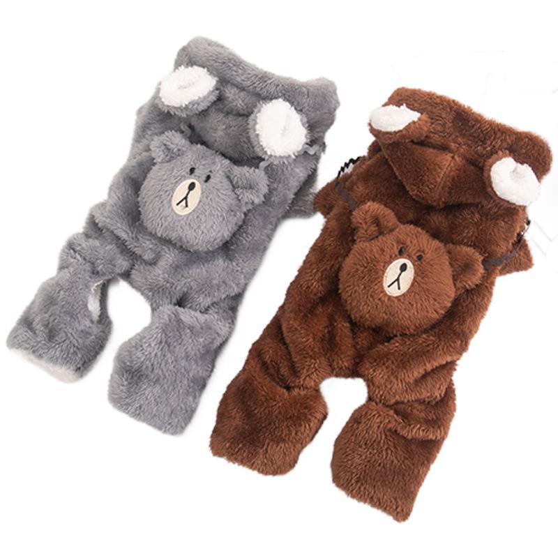 So Cute Thickened Fleece Dog Clothes Autumn Winter Teddy Bichon Small Dogs Four Legs Bear Costume Pet Supplies Home Garden