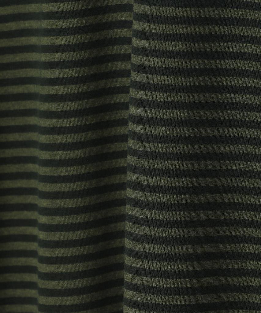 SLOW RECORD HOUSE Striped Short Sleeve T-Shirt_Khaki