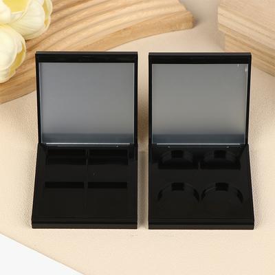 Leere magnetische Kosmetikpalette mit 4 Fächern, professionelles Etui für Lipgloss, Spiegel, Puder, Rouge und Lidschatten