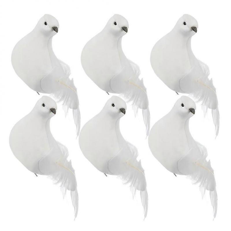 Artificial Christmas Dove Birds White Foam Doves for Home Decor 6Pcs