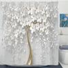 Modern Nordic Minimalist White Flowers Shower Curtain Printed  Art Flower Polyster Home Decor Bathroom Curtain with Hooks