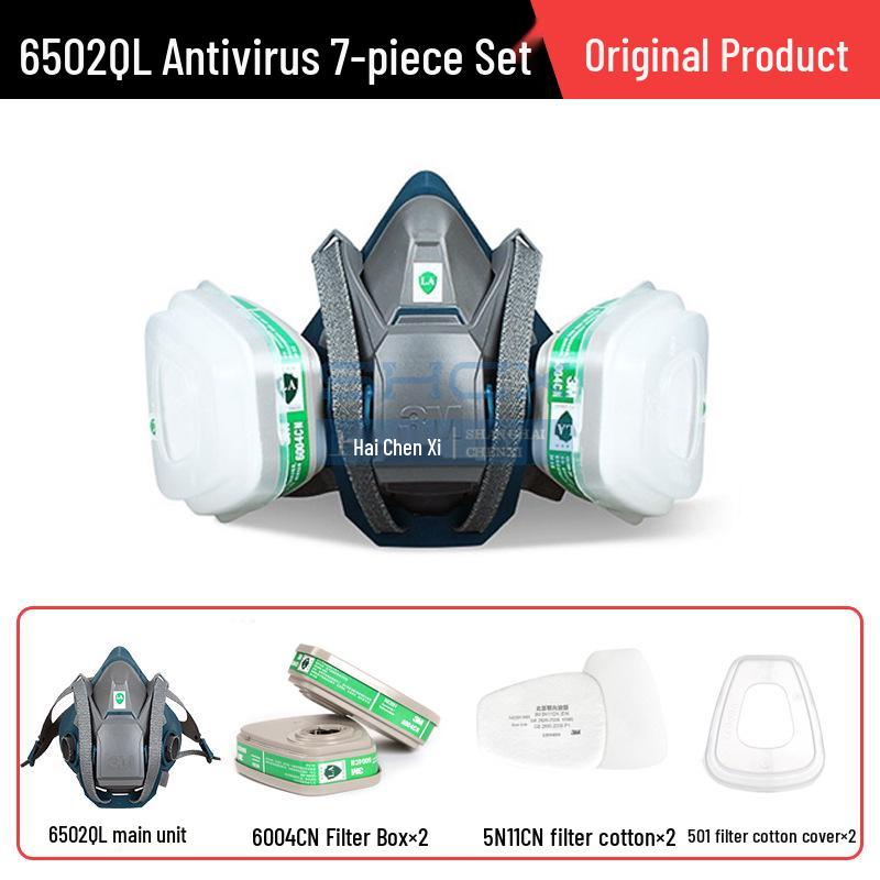 3M 6502QL Snabbspänne Anti-Formaldehyd Silikonmask Set för Skydd mot Sprutmålning