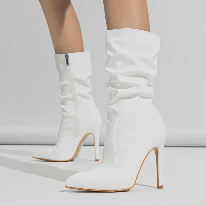 European and American Style Patent Leather Stiletto Over-the-Knee High Boots (10cm Heel)